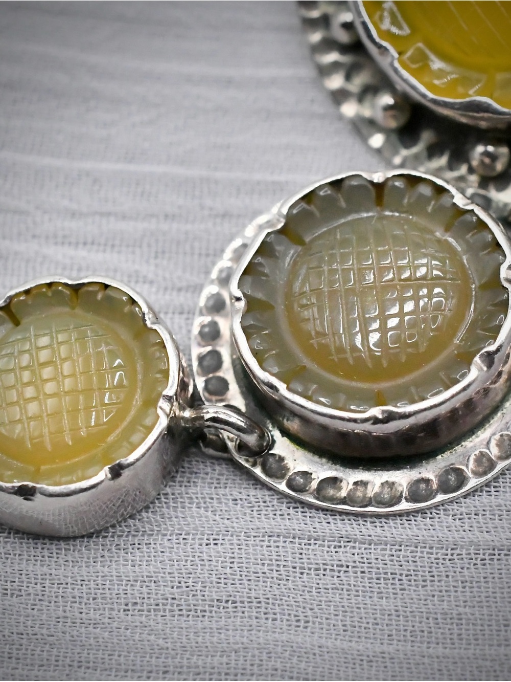 Amy Kahn Russell AKR Sterling Silver Carved Serpentine Triple Drop Earrings 925 - Picture 7 of 12